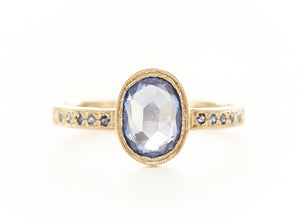 Hewn Oval Sapphire Pave Ring