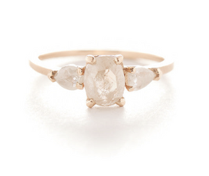 Facet Three Stone Opaque Diamond Ring