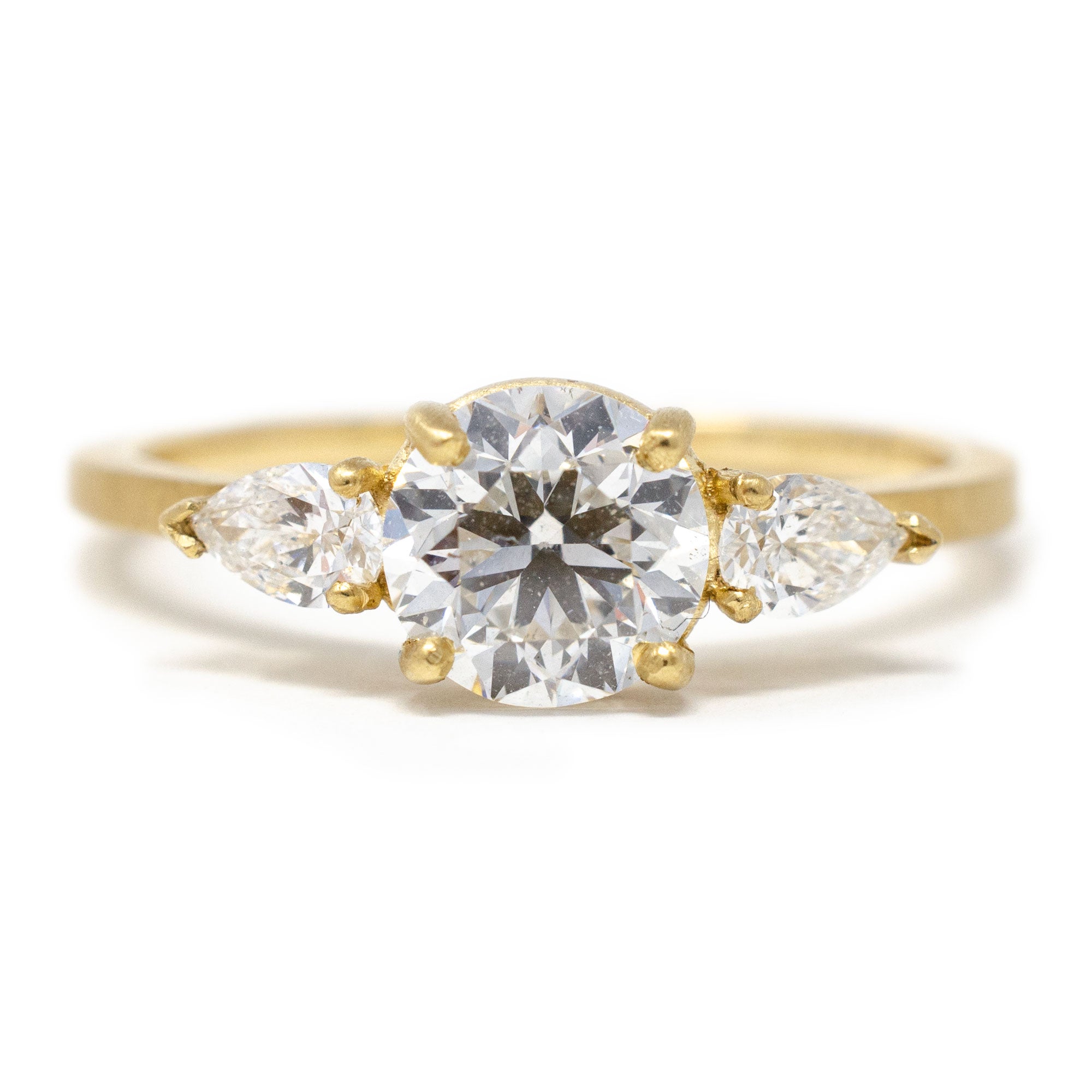 Gemmy No-Heat Ruby, Diamond and Sapphire Three-Stone Ring