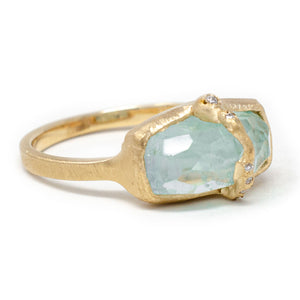 Quenched Aquamarine Faultline Ring