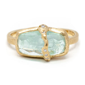 Quenched Aquamarine Faultline Ring