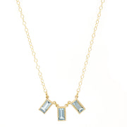 Trinity Emerald Cut Blue Topaz Necklace