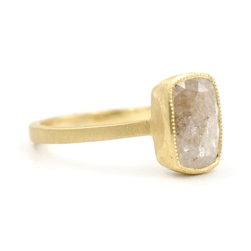 Blockette Cushion Opaque Diamond Ring