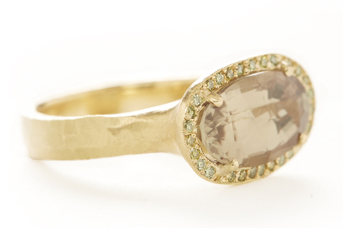 Natural Zambian Emerald - Daisy oval halo engagement ring