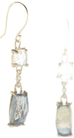 Facet Moonstone Labradorite Earrings