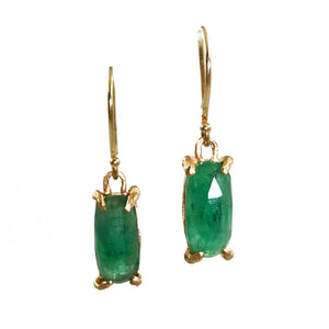 Emerald Cushion Cut Facet Earrings