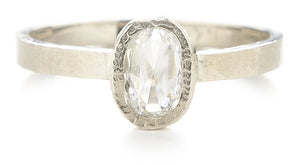 Hewn Oval Diamond Solitaire Ring