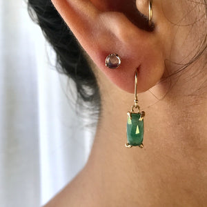 Emerald Cushion Cut Facet Earrings