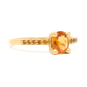 Tangerine Sapphire Pave Ring