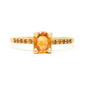 Tangerine Sapphire Pave Ring